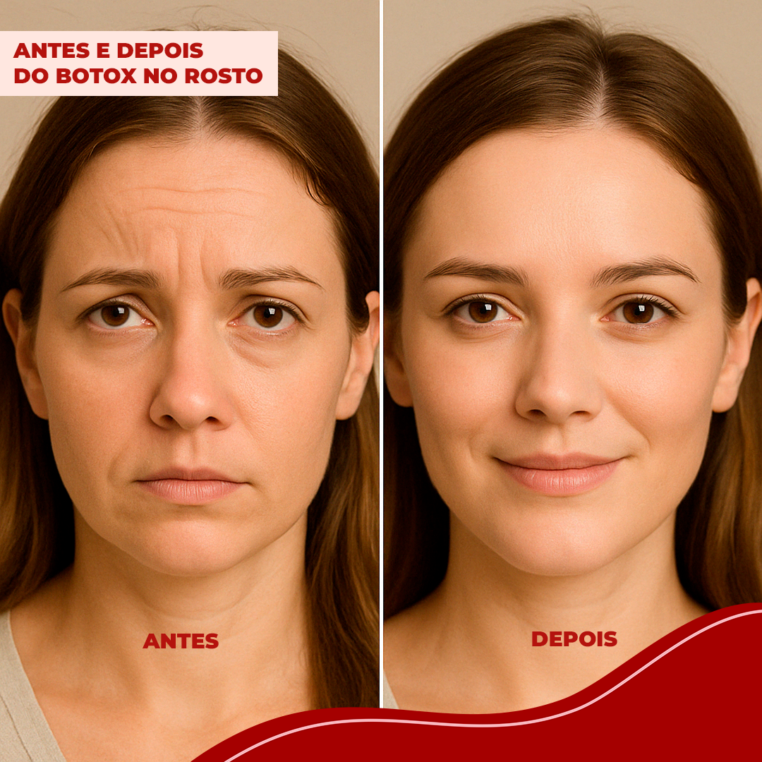 Repare na feição da paciente antes e depois do botox no rosto