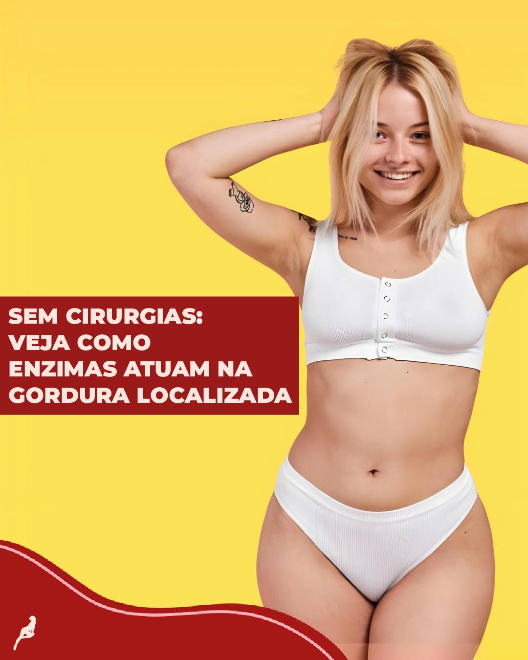 Lipoaspiração enzimática sem cortes: veja como funciona Mulher sorridente com corpo marcado após lipoaspiração enzimática sem cirurgia