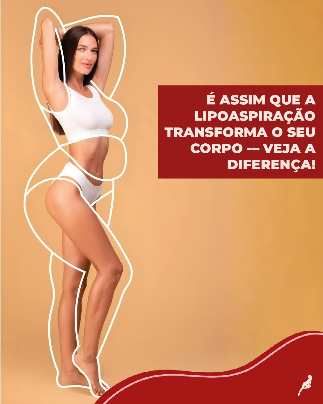 Veja como a lipoaspiração redefine as curvas do corpo feminino "Transformação corporal feminina com lipoaspiração — antes e depois estilizado"
